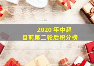 2020 年中超目前第二轮后积分榜